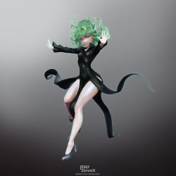 Rule 34 | 1girl, 3d, absurdres, artist name, bad id, bad pixiv id, black dress, black footwear, curly hair, dress, floating, floating clothes, full body, glowing, glowing hand, green eyes, green hair, high heels, highres, leslyzerosix, long sleeves, looking at viewer, matching hair/eyes, one-punch man, open hands, outstretched arms, skin tight, solo, tatsumaki, telekinesis, thighs, watermark