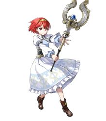 Rule 34 | 1girl, bob cut, boots, fire emblem, fire emblem: mystery of the emblem, fire emblem heroes, full body, hairband, highres, jewelry, kaya8, maria (fire emblem), necklace, nintendo, official art, red eyes, red hair, solo, staff, transparent background