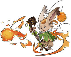 Rule 34 | 1boy, animal ears, blonde hair, final fantasy, final fantasy tactics advance, fire, furry, furry male, leaf, male focus, montblanc, moogle, open mouth, rabbit ears, simple background, solo, splashbrush, staff, white background