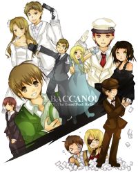 Rule 34 | 00s, 5girls, 6+boys, baccano!, bad anatomy, card, chane laforet, claire stanfield, czeslaw meyer, dress, elbow gloves, ennis, firo prochainezo, formal, glasses, gloves, hair ornament, hat, isaac dian, jacuzzi splot, ladd russo, miria harvent, multiple boys, multiple girls, nice holystone, poorly drawn