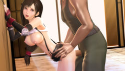 Rule 34 | 1990s (style), 1girl, 3d, @oz, bright one, brown hair, censored, clothed sex, erection, final fantasy, final fantasy vii, long hair, pectorals, penis, retro artstyle, tifa lockhart