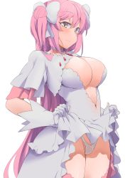 Rule 34 | 10s, 1girl, alternate breast size, breasts, clothes lift, highres, kaname madoka, large breasts, lifting own clothes, light smile, long hair, mahou shoujo madoka magica, mahou shoujo madoka magica (anime), minakami (flyingman555), panties, pink hair, skirt, skirt lift, smile, solo, spoilers, ultimate madoka, underwear, upskirt, very long hair, white panties, yellow eyes