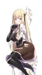 Rule 34 | 1girl, 3:, ass, black footwear, blonde hair, blue eyes, boots, breasts, brown pantyhose, cape, closed mouth, covered erect nipples, game cg, hair ribbon, high heel boots, high heels, highres, horns, impossible clothes, large breasts, long hair, looking at viewer, non-web source, official art, original, panties, panties under pantyhose, pantyhose, popqn, ribbon, sidelocks, single horn, solo, the seven deadly sins, thigh boots, thighs, torn clothes, torn pantyhose, transparent background, underwear, vambraces, very long hair
