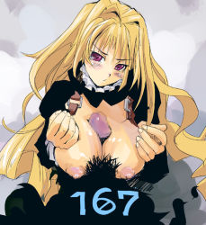 Rule 34 | blonde hair, blush, breasts, large breasts, long hair, nipples, sekirei, tsukiumi