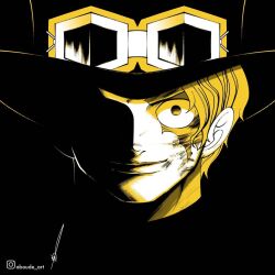 Rule 34 | 1boy, aboude art, artist name, black hat, blonde hair, closed mouth, commentary, goggles, goggles on headwear, hat, instagram logo, instagram username, limited palette, looking at viewer, male focus, one piece, sabo (one piece), scar, scar across eye, short hair, signature, smile, solo, top hat