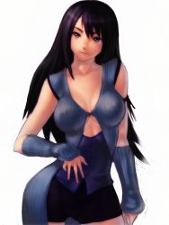 Rule 34 | 1990s (style), 1girl, adapted costume, arm warmers, bike shorts, black hair, breasts, brown eyes, cameltoe, cleavage, corset, covered erect nipples, final fantasy, final fantasy viii, fumio (rsqkr), hip focus, large breasts, lips, long hair, rinoa heartilly, sketch, smile, solo, underboob