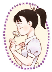 Rule 34 | 1girl, flower, koike sadaji, ponytail, solo