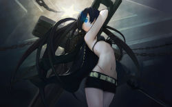 Rule 34 | 10s, 1girl, arm cannon, artist request, bikini, black rock shooter, black rock shooter (character), female focus, highres, nfb-zmc, solo, swimsuit, third-party edit, twintails, wallpaper, weapon