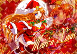 Rule 34 | 1girl, bad id, bad pixiv id, bag, bell, belt, blue eyes, boots, breasts, brown hair, capelet, christmas, cleavage, hat, hijikawa arashi, hong meiling, long hair, long sleeves, looking at viewer, merry christmas, one eye closed, open mouth, pun, red footwear, red thighhighs, santa costume, santa hat, smile, solo, sparkle, star (symbol), thighhighs, touhou, very long hair, wide sleeves, wink, zettai ryouiki