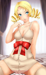 Rule 34 | 1girl, blonde hair, blue eyes, breasts, catherine, catherine (game), choker, cleavage, drill hair, solo
