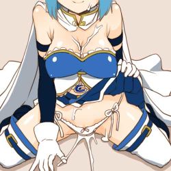 Rule 34 | 10s, 1girl, blue hair, blue skirt, bow, bow panties, breasts, cape, cleavage, closed mouth, clothes lift, covered erect nipples, highleg, highleg panties, large breasts, lifted by self, looking at viewer, lowres, mahou shoujo madoka magica, mahou shoujo madoka magica (anime), miki sayaka, panties, pleated skirt, pussy, pussy peek, shinama, shiny skin, side-tie panties, skirt, skirt lift, smile, solo focus, spread legs, suggestive fluid, thighhighs, underwear, upskirt, white panties, white thighhighs