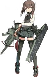 Rule 34 | 10s, 1girl, armor, bike shorts, bow (weapon), brown eyes, brown hair, crossbow, flat chest, flight deck, full body, hair between eyes, headgear, kantai collection, miniskirt, official art, personification, pleated skirt, shimada fumikane, short shorts, shorts, skirt, smile, solo, taihou (kancolle), taihou kai (kancolle), thighhighs, transparent background, weapon