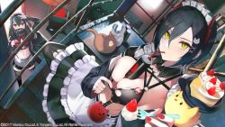 Rule 34 | 2girls, apron, azur lane, banned artist, between breasts, bikini, black hair, black skirt, black thighhighs, breast strap, breasts, brown cat, cake, can, cat hair ornament, covered mouth, cross, drinking straw, food, frilled apron, frills, from above, hair between eyes, hair ornament, holding, holding can, holding tray, horns, iron cross, looking at viewer, looking up, maid, maid bikini, maid headdress, manjuu (azur lane), mechanical horns, medium breasts, meowfficer (azur lane), metal, midriff, multicolored hair, multiple girls, o-ring, o-ring top, official alternate costume, official art, pulled by self, red eyes, red horns, scarf, scarf over mouth, short hair, skirt, stairs, streaked hair, swimsuit, tetsubuta, thighhighs, tray, two-tone hair, u-47 (azur lane), u-47 (urban maid) (azur lane), ulrich von hutten (azur lane), ulrich von hutten (mayhem maid) (azur lane), unconventional maid, waist apron, white apron, white hair, x hair ornament, yellow eyes, zettai ryouiki