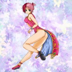 Rule 34 | 1girl, alisa boskonovich, android, ass, breasts, china dress, chinese clothes, dress, female focus, flats, flower, full body, highres, multicolored hair, namco, panties, solo, stackup, tekken, tekken tag tournament 2, underwear