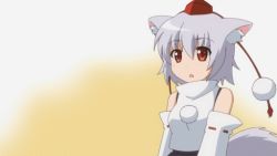 Rule 34 | 1girl, animal, animal ears, animated, animated gif, bare shoulders, collar, d:, detached sleeves, dragging, female focus, hat, howling at the moon, imagining, inubashiri momiji, leash, moon, non-repeating animation, o o, open mouth, red eyes, solo, tail, tail wagging, tapiko, tokin hat, touhou, white legwear, wolf, wolf ears, wolf tail