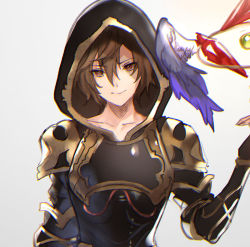 Rule 34 | 1boy, ankle boots, boots, brown hair, collarbone, doushite, granblue fantasy, highres, holding, hood, crossed legs, long sleeves, looking at viewer, male focus, red eyes, sandalphon (granblue fantasy), sitting, solo, upper body