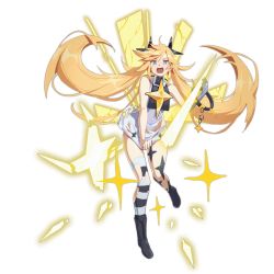 Rule 34 | 1girl, ahoge, asymmetrical footwear, asymmetrical legwear, bare shoulders, black footwear, blue eyes, blush, boots, breasts, chain, clear (djmax), cuffs, damaged, diamond (shape), diamond hair ornament, djmax, djmax respect, dress, energy weapon, floating hair, full body, girls&#039; frontline, glory light (weapon), gloves, hair between eyes, hair ornament, holding, holding instrument, holding weapon, instrument, long hair, looking at viewer, messy hair, mismatched footwear, official art, open mouth, ribbon, shackles, sidelocks, single glove, single thighhigh, sleeveless, sleeveless dress, small breasts, socks, solo, star (symbol), striped clothes, striped socks, striped thighhighs, tachi-e, thighhighs, torn clothes, transparent background, tsurime, twintails, uneven footwear, uneven legwear, very long hair, waterkuma, weapon, white dress