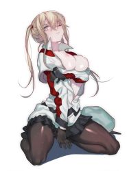 Rule 34 | 10s, 1girl, blonde hair, blue eyes, breasts, capelet, celtic knot, female focus, full body, gloves, graf zeppelin (kancolle), hat, kantai collection, large breasts, miniskirt, one eye closed, pantyhose, skirt, solo, twintails, uniform, zuizi