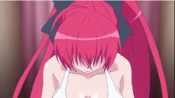Rule 34 | 1girl, animated, animated gif, bikini, bouncing breasts, breasts, large breasts, long hair, lowres, masou gakuen hxh, ponytail, red hair, scarlett fairchild, smile, solo, swimsuit, very long hair, yellow eyes