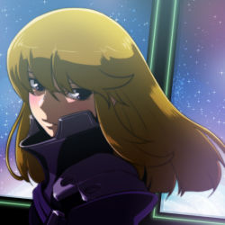 Rule 34 | 1girl, blonde hair, blush, closed mouth, commentary request, kugimiya kei, long hair, looking at viewer, majestic prince, solo, space, yazwo