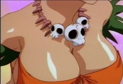 Rule 34 | 1990s (style), 1girl, animated, animated gif, bare shoulders, bouncing breasts, breasts, cleavage, close-up, female focus, head out of frame, jewelry, jungle de ikou, large breasts, mii (jungle de ikou), necklace, solo