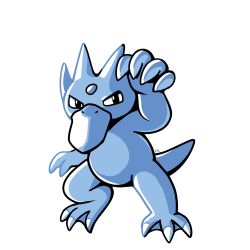 Rule 34 | blue theme, claws, commentary, creature, creatures (company), english commentary, full body, game freak, gen 1 pokemon, golduck, monochrome, nintendo, no humans, pokemon, pokemon (creature), rumwik, simple background, solo, standing, white background