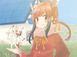 Rule 34 | 10s, 3girls, alpaca ears, alpaca suri (kemono friends), alpaca tail, animal ears, arm up, bird tail, bird wings, black hair, blonde hair, blunt bangs, blurry, blurry background, blush stickers, buttons, closed eyes, cup, day, depth of field, fur-trimmed sleeves, fur collar, fur scarf, fur trim, gloves, grass, hair bobbles, hair ornament, hair over one eye, hand up, hands up, hasu (zatsugami), head wings, holding, holding cup, holding teapot, japanese crested ibis (kemono friends), kemono friends, long hair, long sleeves, looking at viewer, multicolored hair, multiple girls, no nose, open mouth, optical illusion, outdoors, outstretched arm, pantyhose, pantyhose under shorts, parted lips, pink hair, ponytail, pouring, red gloves, red hair, red legwear, red skirt, scarf, scarlet ibis (kemono friends), shirt, shorts, skirt, smile, tail, tea, teapot, v, white hair, white legwear, wide sleeves, wings, yellow eyes