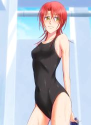 Rule 34 | 1girl, bonnie (rsg), competition swimsuit, covered navel, hino kahoko, la corda d&#039;oro, one-piece swimsuit, red hair, short hair, solo, swimsuit, yellow eyes