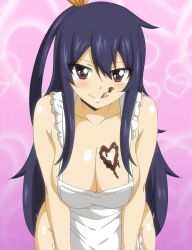 1girl apron breasts cleavage collarbone eden&#039;s_zero highres homura_kogetsu large_breasts long_hair mole mole_under_eye naked_apron solo