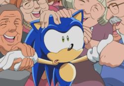 Rule 34 | 00s, animated, animated gif, facial hair, furry, furry male, glasses, gloves, green eyes, hand on another&#039;s head, handshake, hedgehog ears, jewelry, lowres, mustache, necklace, old, old man, old woman, sega, smile, sonic (series), sonic the hedgehog, sonic x, teeth