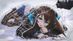 Rule 34 | 1girl, absurdres, amiya (arknights), animal ears, arknights, black coat, black gloves, blue eyes, blue skirt, brown hair, brown pantyhose, coat, commentary, crying, crying with eyes open, day, ears down, fishing net, full body, gloves, highres, huge filesize, jewelry, long hair, long sleeves, looking at viewer, lying, miniskirt, multiple rings, net, on ground, on side, open mouth, outdoors, pantyhose, plaid, plaid skirt, pov, rabbit ears, rabbit girl, ring, sign, skirt, snow, solo focus, tears, trapped, ttk (kirinottk), wavy mouth, winter