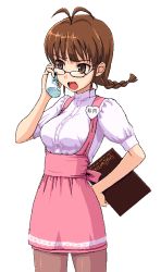 Rule 34 | 00s, akizuki ritsuko, anna miller, cordless phone, glasses, idolmaster, idolmaster (classic), idolmaster 1, pantyhose, phone, takayaki, waitress