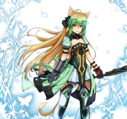 Rule 34 | 1girl, absurdres, ahoge, animal ears, atalanta (fate), bow (weapon), breasts, brown hair, dress, fate/apocrypha, fate/grand order, fate (series), gloves, green eyes, hair between eyes, hair ornament, highres, long hair, multicolored hair, open mouth, solo, thighhighs, weapon