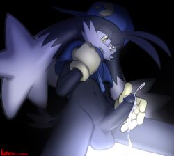 Rule 34 | 1boy, animal nose, artist name, baseball cap, black fur, blue hat, blue shirt, body fur, character pin, clothes lift, cum, drooling, ejaculation, erection, furry, furry male, gloves, glowing, half-closed eyes, hand up, hat, kaze no klonoa, klonoa, lifted by self, long ears, looking down, male focus, male masturbation, masturbation, navel, open mouth, penis, rabbit boy, rabbit ears, rockthebull, saliva, shirt, shirt lift, short sleeves, signature, sitting, solo, spread legs, stomach, tail, teeth, testicles, thighs, tumblr username, two-tone fur, watermark, web address, white fur, yellow eyes, yellow gloves