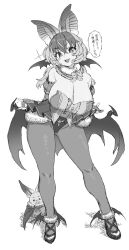 Rule 34 | 1girl, animal, animal ears, bat (animal), bat ears, bat girl, bat wings, blush stickers, bow, bowtie, breasts, brown long-eared bat (kemono friends), commentary request, crossed bangs, curtsey, elbow gloves, extra ears, fang, fingerless gloves, full body, glasses, gloves, head tilt, highres, huge breasts, kakanashi1, kemono friends, kemono friends v project, leotard, long hair, looking at viewer, miniskirt, multicolored hair, open mouth, pantyhose, pince-nez, shoes, simple background, skirt, solo, sparkle, standing, translation request, virtual youtuber, white background, winged footwear, wings
