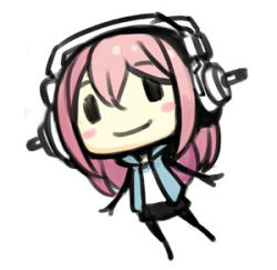 Rule 34 | 1girl, blush, blush stickers, chibi, headphones, long hair, looking at viewer, lowres, minoa (lastswallow), nitroplus, pink hair, smile, solo, super sonico, | |