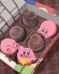 Rule 34 | :d, box, box of chocolates, chocolate, eating, food, food focus, food on face, highres, holding, holding wand, kirby, kirby (series), miclot, nintendo, no humans, open mouth, smile, tongue, tongue out, wand