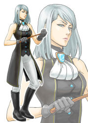 Rule 34 | alternate costume, blue eyes, blue hair, boots, capcom, ascot, gloves, ace attorney investigations, ace attorney, jacket, franziska von karma, long hair, aged up, riding crop, sleeveless