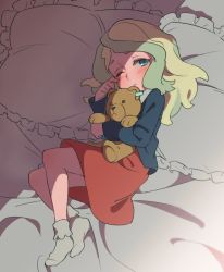 Rule 34 | 10s, 1girl, bad id, bad twitter id, bed, blonde hair, blue eyes, blush, bokujoukun, child, crying, diana cavendish, feet, full body, little witch academia, long hair, looking at viewer, no shoes, socks, solo, aged down