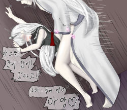 Rule 34 | 1girl, albelda, ass, blush, breasts, doggystyle, incest, instant loss, large breasts, long hair, open mouth, red eyes, sex, sex from behind, skirt, tower of god, white hair