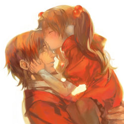 Rule 34 | 1boy, 1girl, age difference, brown hair, carrying, child, dress, facial hair, fate/stay night, fate/zero, fate (series), father and daughter, kissing forehead, formal, goatee, hair bobbles, hair ornament, hand on another&#039;s cheek, hand on another&#039;s face, hetero, jewelry, kiss, kissing forehead, manly, necklace, pantyhose, rei (sanbonzakura), suit, tohsaka rin, tohsaka tokiomi, twintails, aged down