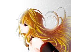 Rule 34 | 1girl, bare shoulders, blonde hair, breasts, detached sleeves, gradient background, highres, long hair, milla (fractured), open mouth, pink eyes, solo, tales of (series), tales of xillia, tales of xillia 2, tears
