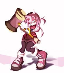 Rule 34 | 1girl, amy rose, artist request, boots, female focus, furry, furry female, green eyes, hairband, hammer, highres, no humans, sega, solo, sonic (series), sonic boom (series), sonic the hedgehog, tagme