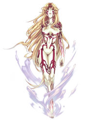 Rule 34 | 1girl, barefoot, blazing souls, blonde hair, breasts, character request, completely nude, empty eyes, full body, full-body tattoo, hirano katsuyuki, long hair, medium breasts, navel, no nipples, no pupils, nude, official art, smile, solo, spectral (series), tattoo, very long hair, white background