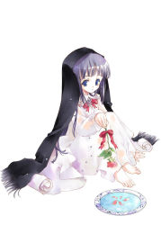 Rule 34 | arm support, barefoot, black hair, blue eyes, dishes, feet, flower, petals, ribbon, rose, scarf, sitting, solo, sumi keiichi