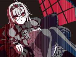 Rule 34 | 1girl, bad id, bad pixiv id, cpu (hexivision), glasses, goth fashion, solo, thighhighs