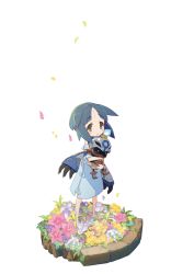 Rule 34 | :o, absurdres, blue hair, child, hugging doll, flower, hanashiro madoka, harada takehito, highres, hyakkihei, majo to hyakkihei, majo to hyakkihei 2, milm, hugging object, petals, simple background, standing, stitches, white background, yellow eyes
