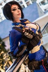 Rule 34 | 1girl, breasts, cleavage, cosplay, fallout (series), fallout 4, jenna lynn meowri, lip piercing, photo (medium), piercing, real life, skin tight, vault meat