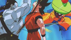 Rule 34 | action, android, animated, animated gif, battle, dragon ball, dragonball z, kicking, lowres, punching, son goku