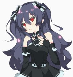 Rule 34 | bare shoulders, black hair, breasts, collar, dress, gloves, hair ornament, hairclip, highres, long hair, neptune (series), open mouth, puchi 2ch, red eyes, skirt, small breasts, tsundere, twintails, two side up, uni (neptunia)
